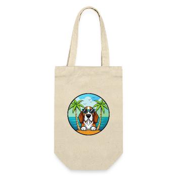 Basset Bleu De Gascogne Hunderasse Cartoon Beach - Geschenkbeutel für Flaschen - Natur - Vorne