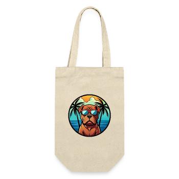 Französisch Bordeaux Mastiff Hunderasse Cartoon Strand - Geschenkbeutel für Flaschen - Natur - Vorne