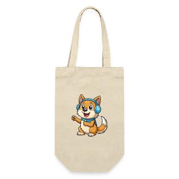 Hund Lustige Zeichentrickfigur Kopfhörer Musik - Geschenkbeutel für Flaschen - Natur - Vorne