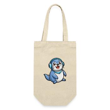Seal Funny Cartoon Character Musique de casque - Sac à bouteille - nature - Devant