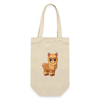Alpaka Niedliche Maskottchen Zeichentrickfigur Kawaii - Geschenkbeutel für Flaschen - Natur - Vorne