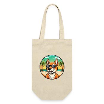 Dingo Hund Rasse Cartoon Sonnenbrille Strand - Geschenkbeutel für Flaschen - Natur - Vorne