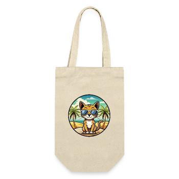 Chausie Katzenrasse Cartoon Sonnenbrille Strand - Geschenkbeutel für Flaschen - Natur - Vorne