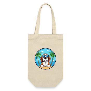 Basset Bleu De Gascogne Hunderasse Cartoon Beach - Geschenkbeutel für Flaschen - Natur - Vorne