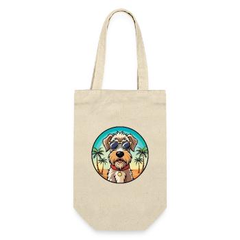 Weich beschichtete Wheaten Terrier Hunderasse Karikatur - Geschenkbeutel für Flaschen - Natur - Vorne