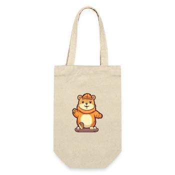 Lustiges Gopher Kawaii Cartoon Haustier spielt Skateboard - Geschenkbeutel für Flaschen - Natur - Vorne