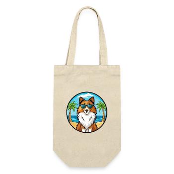 Sheltie Hunderasse Cartoon Sonnenbrille Strand - Geschenkbeutel für Flaschen - Natur - Vorne