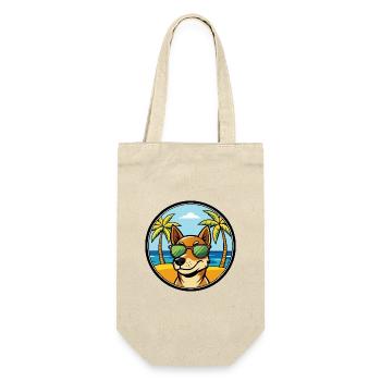 Serbischer dreifarbiger Laufhund Rasse Cartoon Strand - Geschenkbeutel für Flaschen - Natur - Vorne