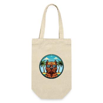 Französisch Bordeaux Mastiff Hunderasse Cartoon Strand - Geschenkbeutel für Flaschen - Natur - Vorne