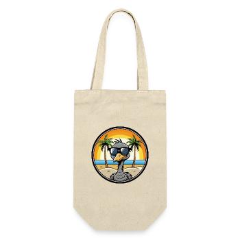 Straußen, Lustig, Cartoon, Sommer, Strand, Sonnenbrille, Cool - Geschenkbeutel für Flaschen - Natur - Vorne