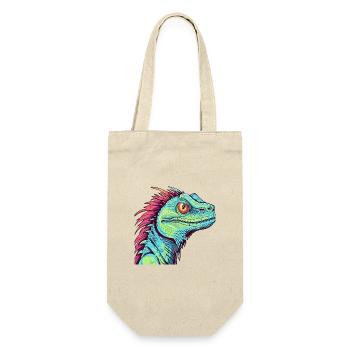 Basilisk Buntes Aquarell Cartoon Kawaii Tier - Geschenkbeutel für Flaschen - Natur - Vorne