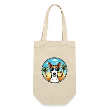 Smooth Fox Terrier Hunderasse Cartoon Sonnenbrille - Geschenkbeutel für Flaschen - Natur - Vorne