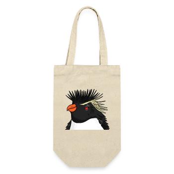 Pinguin mit Haare Felsenpinguin - Geschenkbeutel für Flaschen - Natur - Vorne