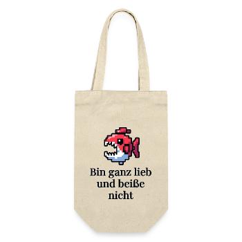 Lustiges - bin ganz lieb und beiße nicht Design - Geschenkbeutel für Flaschen - Natur - Vorne