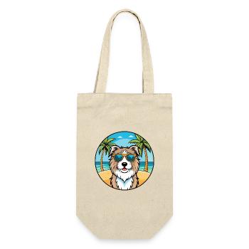 Katalanische Schäferhundrasse Cartoon Sonnenbrille Strand - Geschenkbeutel für Flaschen - Natur - Vorne