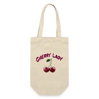 Cherry Lady - Kirschen im Rockabilly Stil - Geschenkbeutel für Flaschen - Natur - Vorne