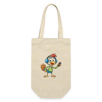 Strauß Lustige Cartoon Figur Kopfhörer Musik - Geschenkbeutel für Flaschen - Natur - Vorne