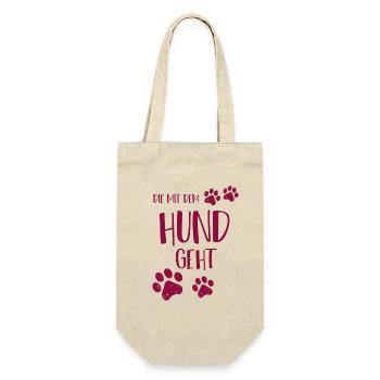 Die mit dem Hund geht - Geschenkbeutel für Flaschen - Natur - Vorne