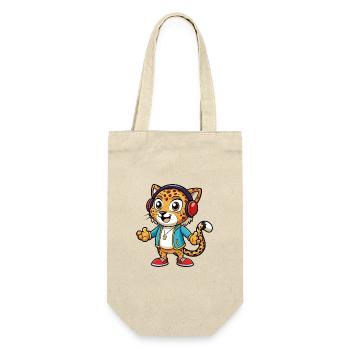 Léopard Funny Cartoon Character Musique de casque - Sac à bouteille - nature - Devant