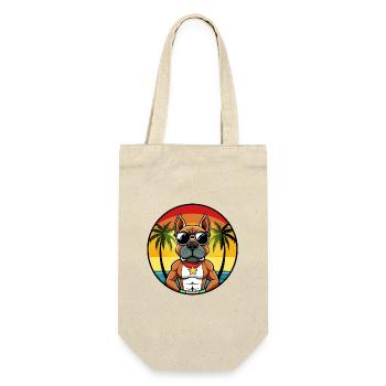 Deutscher Boxer Hund Rasse Cartoon Sonnenbrille Strand - Geschenkbeutel für Flaschen - Natur - Vorne
