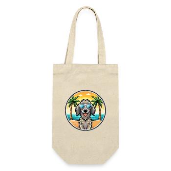 Deutsch Langhaar Vorstehhund Rasse Cartoon Strand - Geschenkbeutel für Flaschen - Natur - Vorne