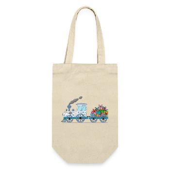 Children's train railway with trailer white - Gift Bag for Bottles - nature - Front