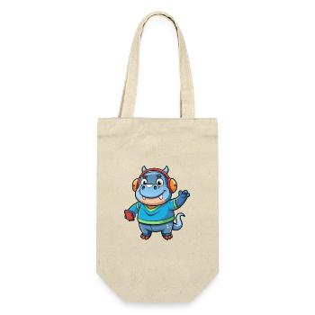 Hippo Funny Cartoon Character Musique de casque - Sac à bouteille - nature - Devant