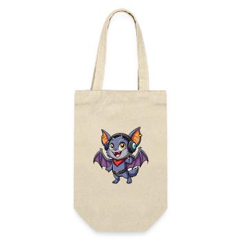 Fledermaus Lustige Zeichentrickfigur Kopfhörer Musik - Geschenkbeutel für Flaschen - Natur - Vorne