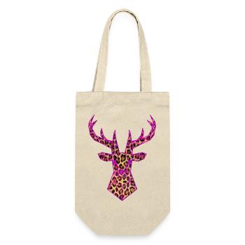 Hirsch PopArt Pink Leoparden Muster Vektor Polygon - Geschenkbeutel für Flaschen - Natur - Vorne