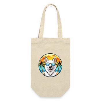 Berger Blanc Suisse Hunderasse Cartoon Sonnenbrille - Geschenkbeutel für Flaschen - Natur - Vorne