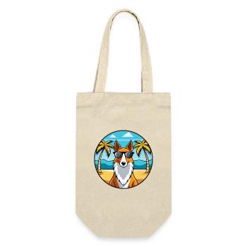 Smooth Collie Hunderasse Cartoon Sonnenbrille Strand - Geschenkbeutel für Flaschen - Natur - Vorne