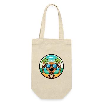 Hannover Laufhund Hunderasse Cartoon Sonnenbrille Strand - Geschenkbeutel für Flaschen - Natur - Vorne