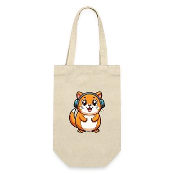 Hamster Lustige Zeichentrickfigur Kopfhörer Musik - Geschenkbeutel für Flaschen - Natur - Vorne