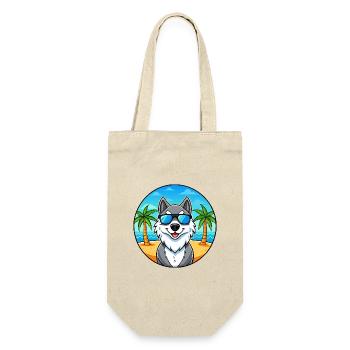 Seppala Sibirische Schlittenhunderasse Cartoon Sonnenbrille - Geschenkbeutel für Flaschen - Natur - Vorne