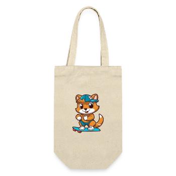 Lustiges Streifenhörnchen Kawaii Cartoon spielt Skateboard - Geschenkbeutel für Flaschen - Natur - Vorne