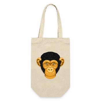 Affe Schimpanse - Goldener Tierkopf ohne Text - Geschenkbeutel für Flaschen - Natur - Vorne