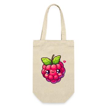Himbeere - Herz - Geschenkbeutel für Flaschen - Natur - Vorne
