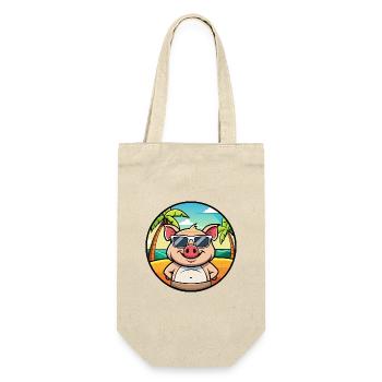 Cochon Drôle Dessin Animé Plage D’été Lunettes De Soleil Autocollant - Sac à bouteille - nature - Devant