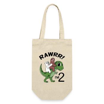 Ich bin 2 Dinosaurier Geburtstag Kindergeburtstag - Geschenkbeutel für Flaschen - Natur - Vorne