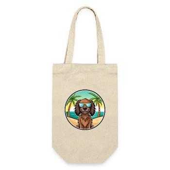 Deutsch Langhaar Vorstehhund Rasse Cartoon Strand - Geschenkbeutel für Flaschen - Natur - Vorne