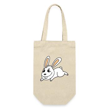 Kaninchen Hase Osterhase - Geschenkbeutel für Flaschen - Natur - Vorne