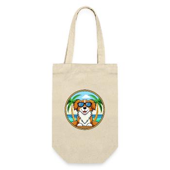 Nederlandse Kooikerhondje Hunderasse Cartoon Strand - Geschenkbeutel für Flaschen - Natur - Vorne