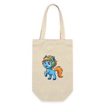 Pony Lustige Zeichentrickfigur Kopfhörer Musik - Geschenkbeutel für Flaschen - Natur - Vorne