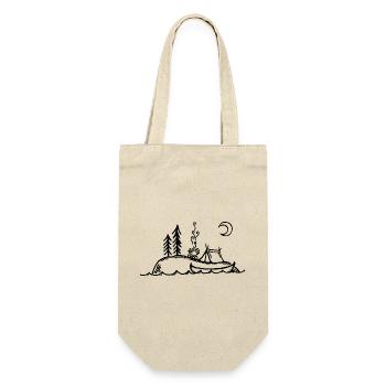 Insel, Lagerfeuer, Camping & Kanu - Geschenkbeutel für Flaschen - Natur - Vorne