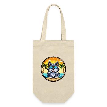 Schipperke Hunderasse Cartoon Sonnenbrille Strand - Geschenkbeutel für Flaschen - Natur - Vorne