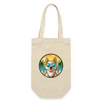 Nordic Spitz Hunderasse Cartoon Sonnenbrille Strand - Geschenkbeutel für Flaschen - Natur - Vorne