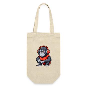 Gorilla Lustige Zeichentrickfigur Kopfhörer Musik - Geschenkbeutel für Flaschen - Natur - Vorne