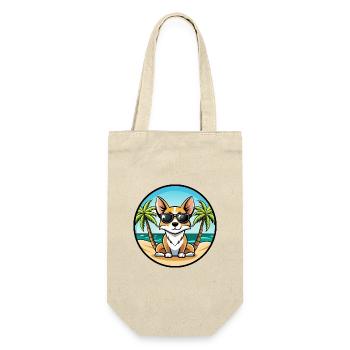 Miniatur Foxterrier Hunderasse Cartoon Sonnenbrille - Geschenkbeutel für Flaschen - Natur - Vorne