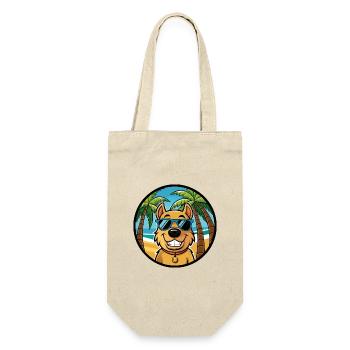 Billy Hunderasse Cartoon Sonnenbrille Strand - Geschenkbeutel für Flaschen - Natur - Vorne