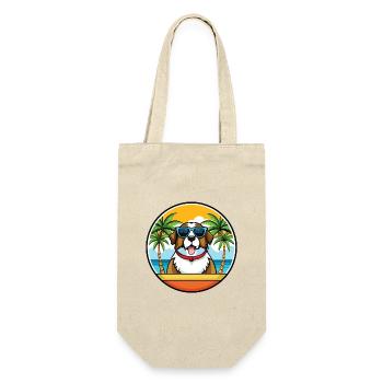 Bernhardiner Hunderasse Cartoon Sonnenbrille Strand - Geschenkbeutel für Flaschen - Natur - Vorne